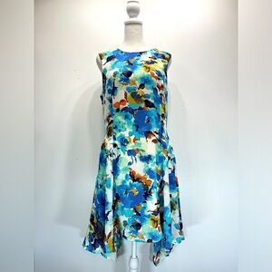 Watercolor Floral Print Sleeveless Flowy Chiffon ModCloth Dress by Esley
